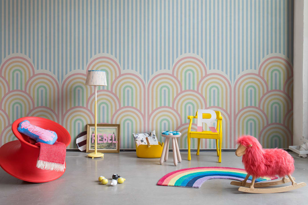 Twisted retro behang