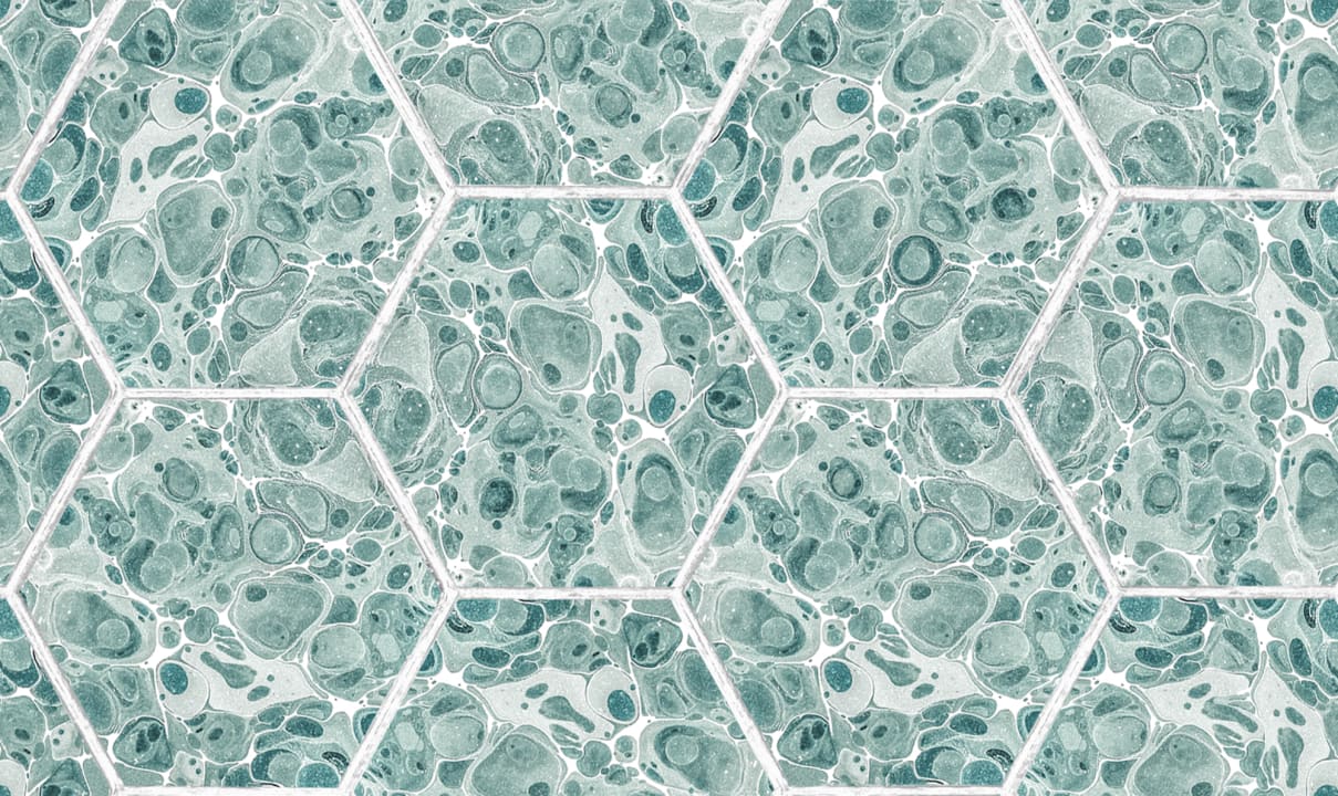 Marbled Hexagon Tiles, Green