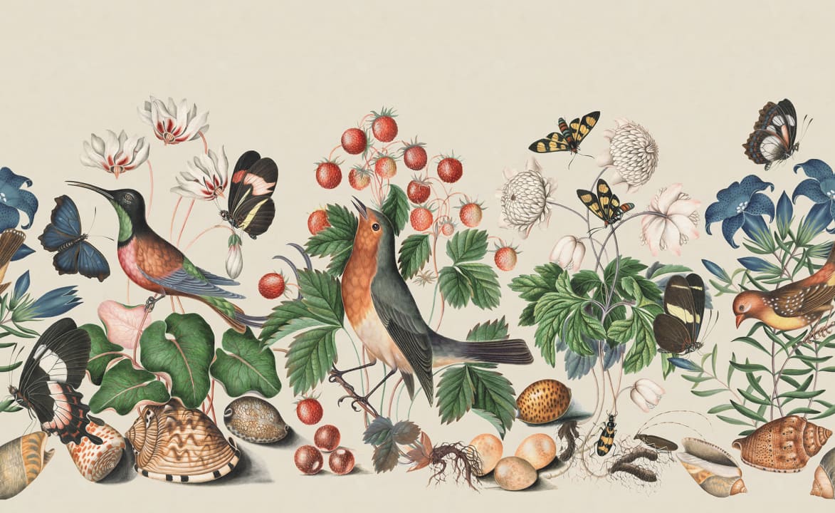 Vögel und Beeren im Großformat