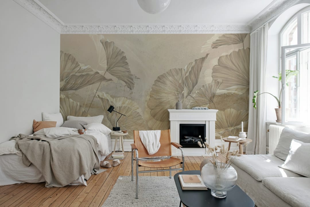 Silhuett av beige blad