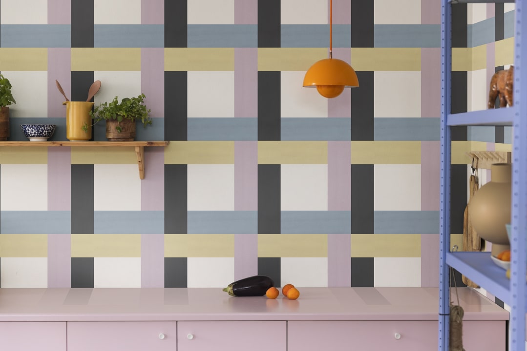 Kleurrijk maximalistisch behang op maat
