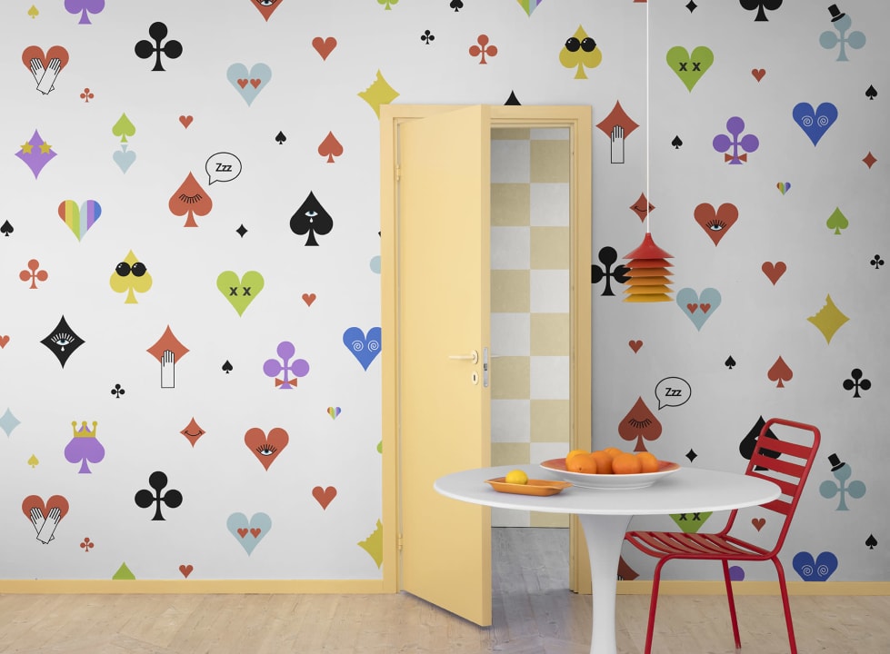 Regenbook pokerprint behang