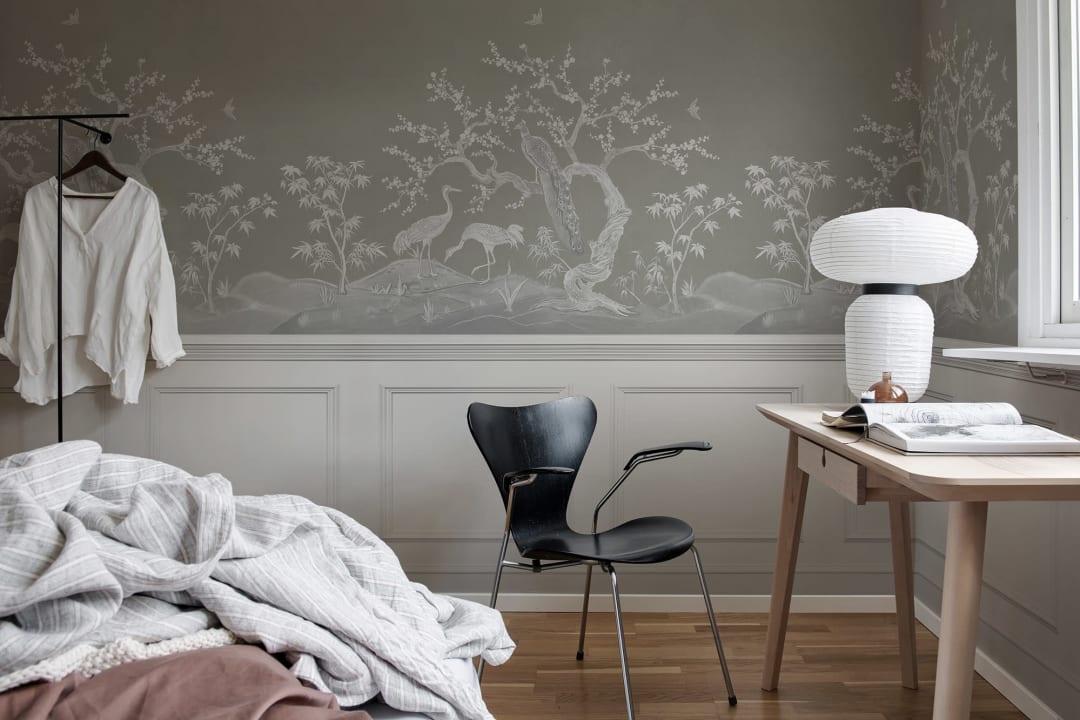Handgemalte Chinoiserie-Wandmalerei