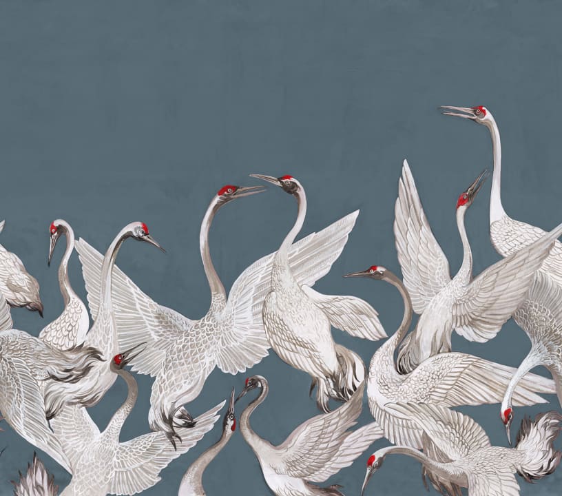 Cranes On a Blue Backdrop