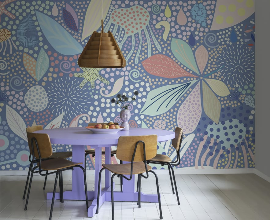 Botanisch mozaïek blauw