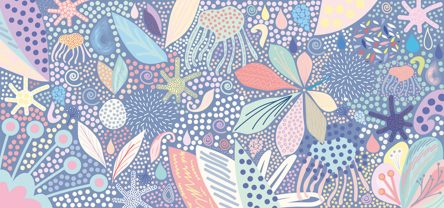 Botanisch mozaïek blauw