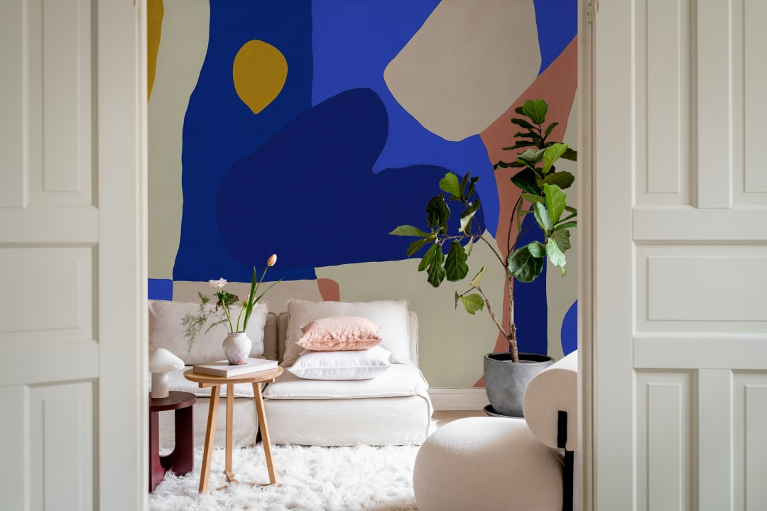 Dynamische vormen in betoverend blauw