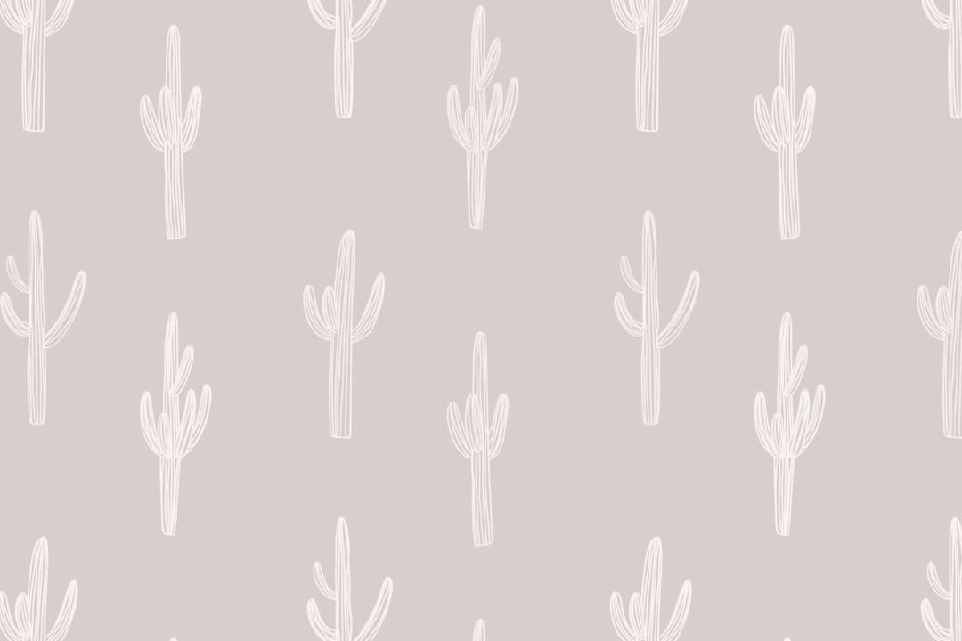 Neutral Pink Cactus Boho Repeat Pattern Wallpaper