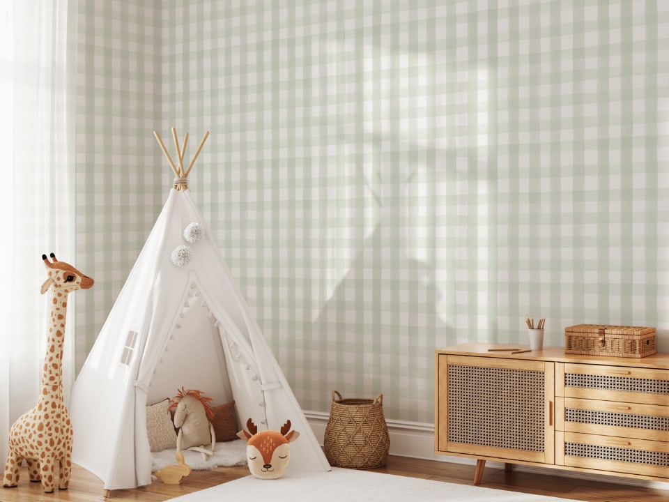 Green Gingham Wallpaper