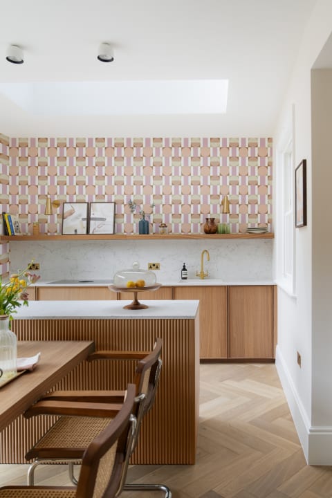 Pink & Orange Pastel Geometric Shapes Wallpaper