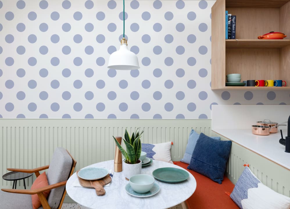 Blue Polka Dot Chic Pattern Mural for Playful Spaces