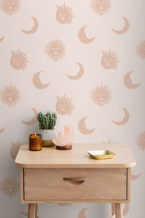 Papel pintado Boho Rosa Sol y Luna