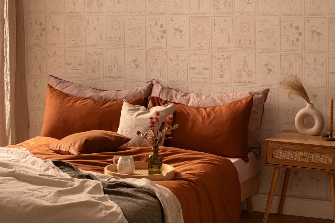 Neutral Tarot Card Pattern Mural