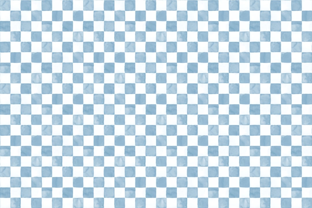 Fototapet med blå akvarel og ternede fliser