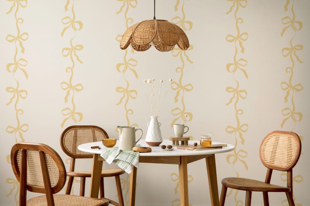Yellow Ribbon Bow Stripes Mural