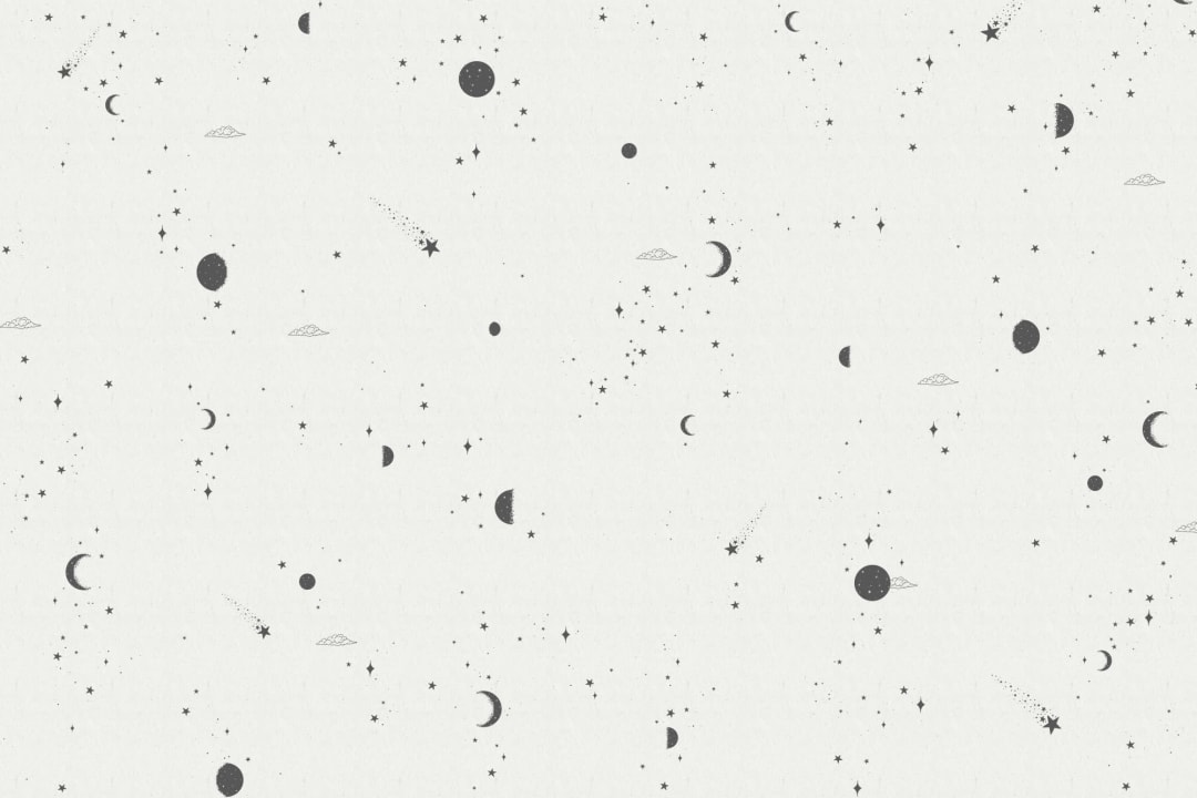 Black & White Moon & Stars Wallpaper Mural