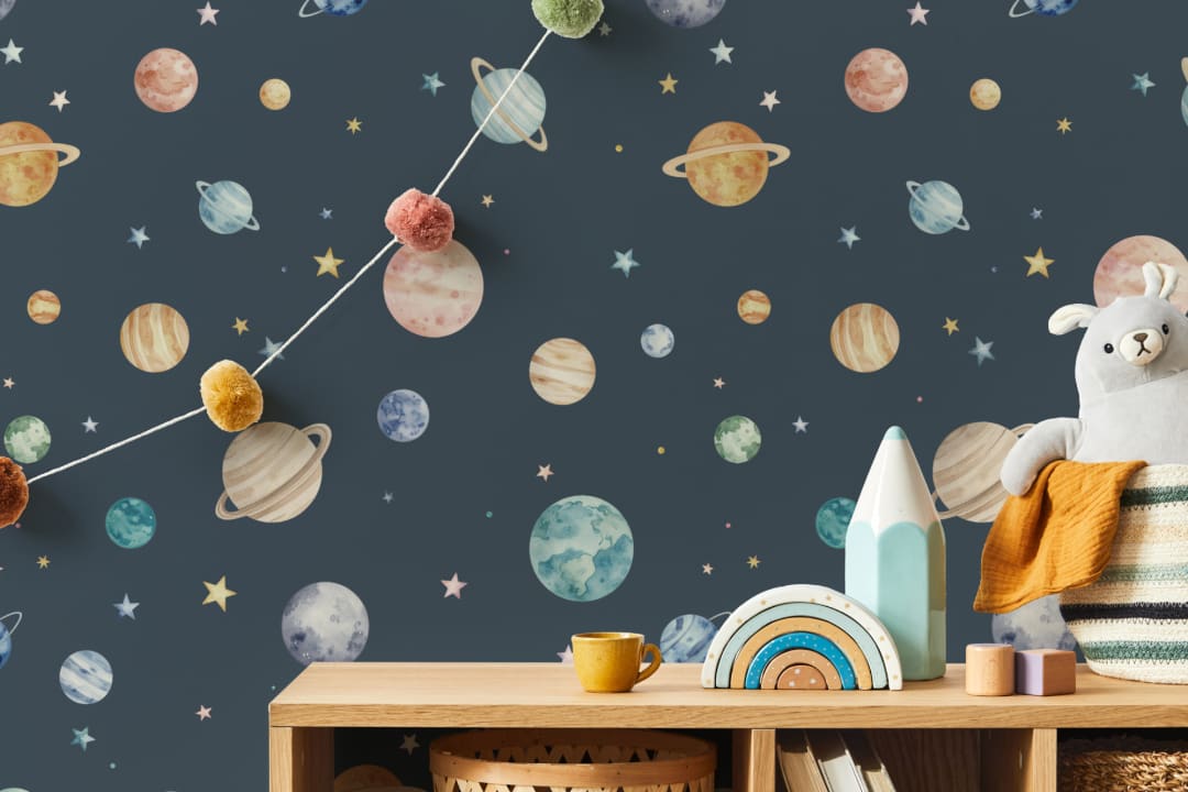 Kids' Multicolor Adventure Planetary Cosmos Wall Mural
