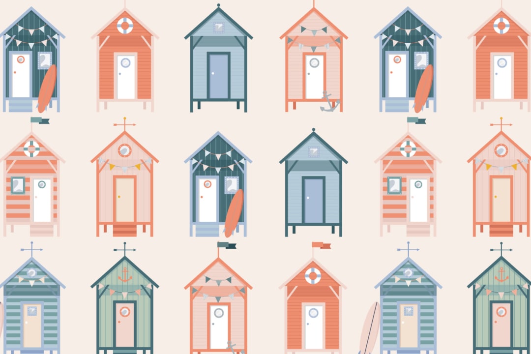 Beach Hut Pattern Seaside Repeat Pattern Wallpaper