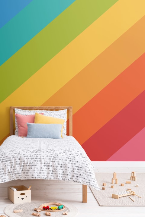 Bold Rainbow Stripe Wallpaper Mural