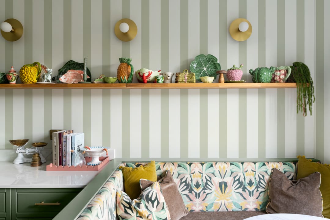 Mint Green & Cream Striped Wallpaper Mural