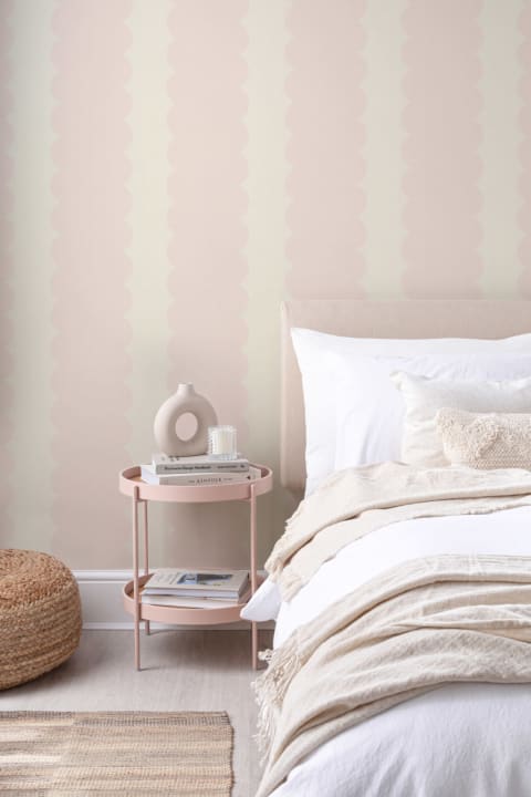 Pastel Pink Scalloped Stripes Fototapet