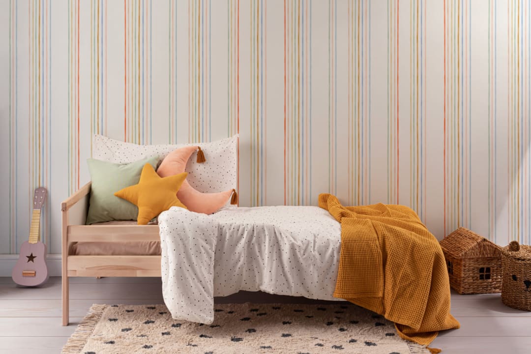 Rainbow Chalk Vertical Stripes Wallpaper Mural