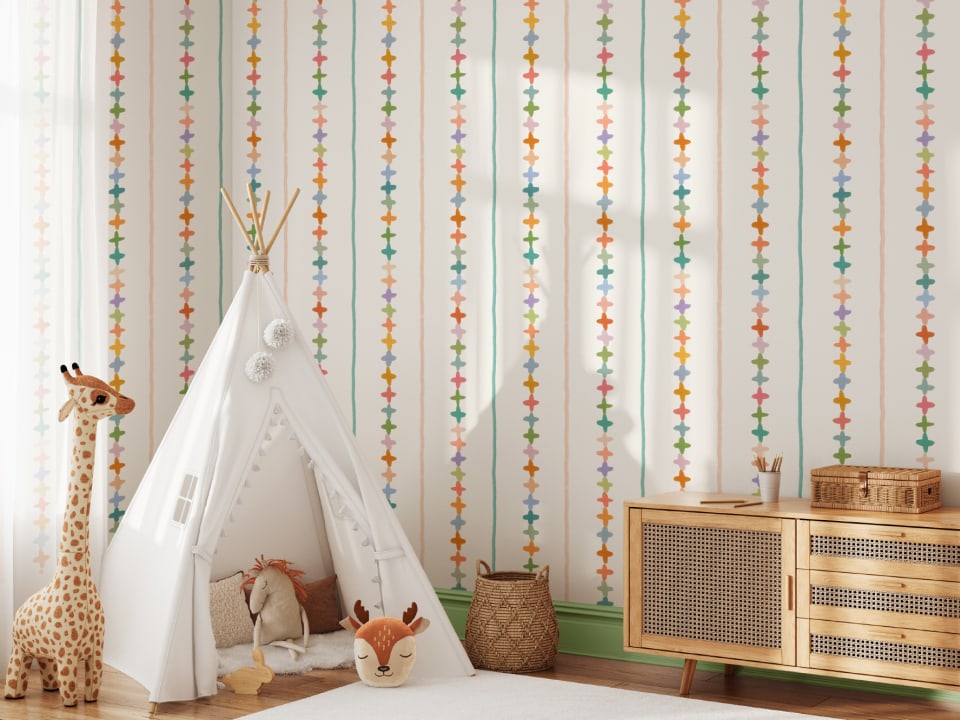 Hand Drawn Multicolor Criss Cross Stripes Wallpaper