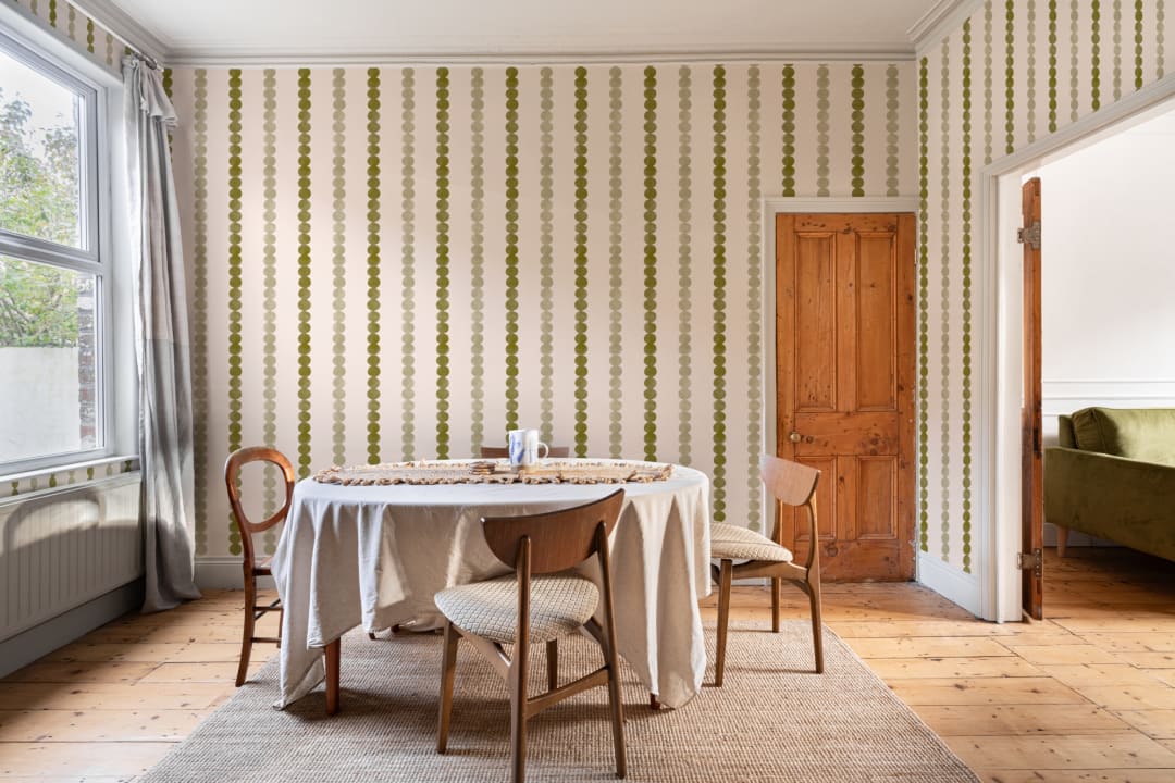 Green Retro Striped Pattern Wallpaper Mural