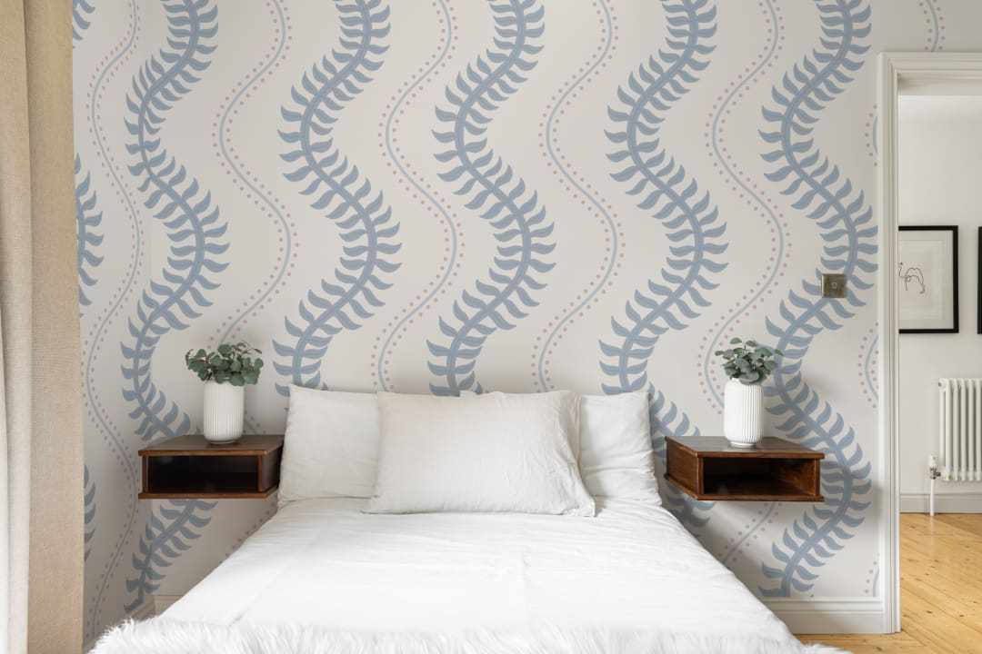 Blue and Pink Striped Pattern Mural for Tranquil Spaces