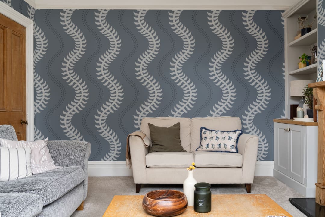 Blue Wavy Striped Pattern Wall Mural for Tranquil Vibes