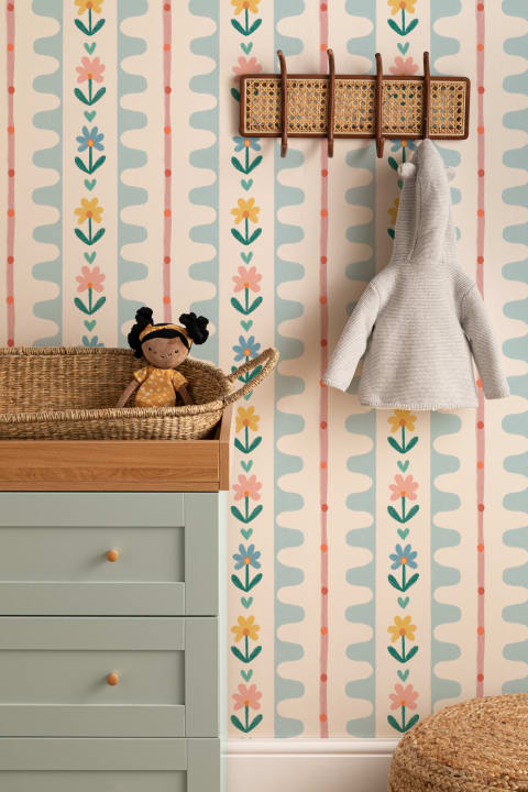 Flerfarvet vintage blomster fototapet tilføjer legende charme