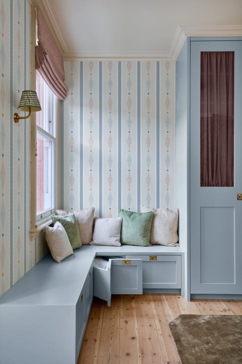 Blue Geometric Elegance Striped Modern Pattern Mural