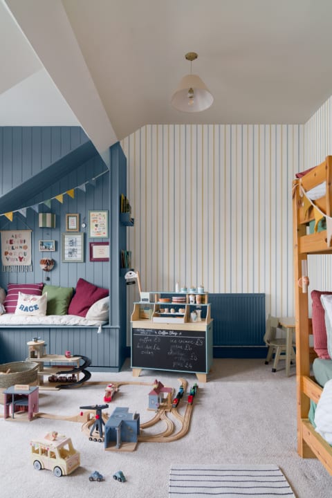 Yellow Striped Pattern Contemporary Nautical Vibe Mural