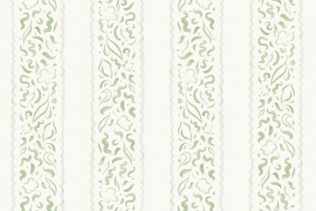 Green Abstract Leaves Striped Mural