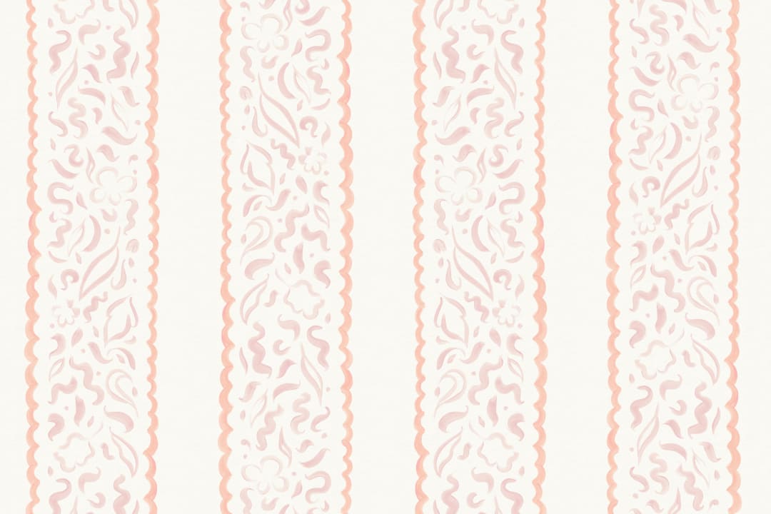 Pink Abstract Leaves Striped Mural