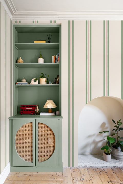 Groen Contrast Potloodstrepen Behang