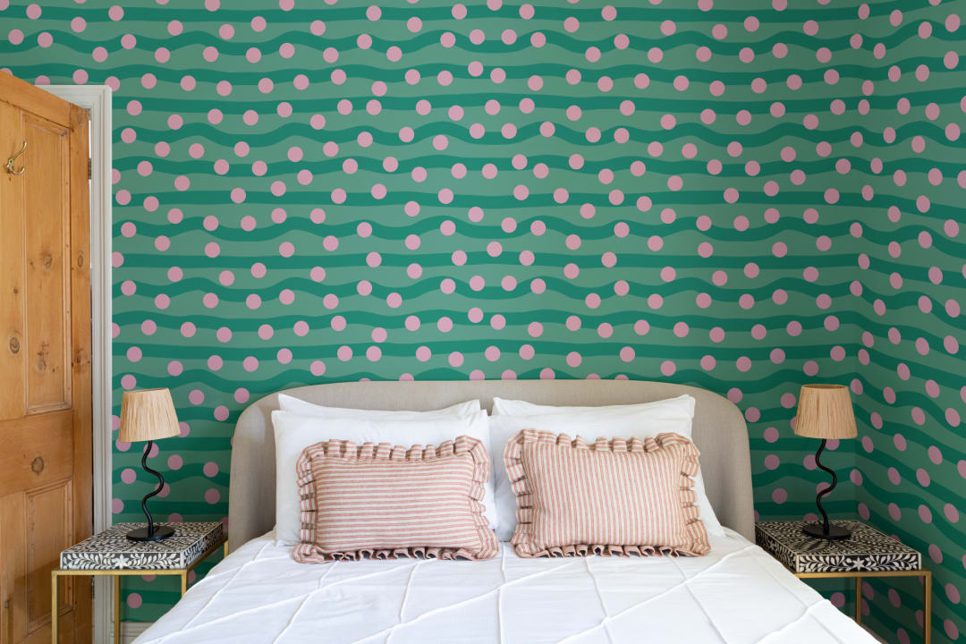 Elizabeth Olwen Polka Pop Dark Green Mural