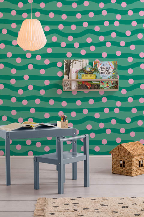 Elizabeth Olwen Polka Pop Dark Green Mural