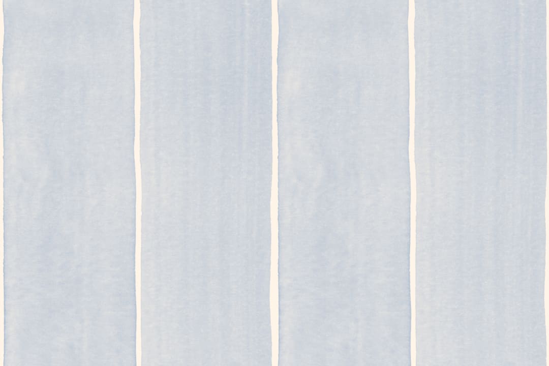 Blue Thick Vertical Stripes Watercolor Painted Wallpaper