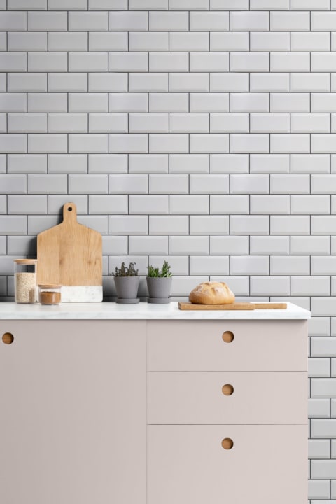 White Ceramic Subway Tile Wallpaper Mural