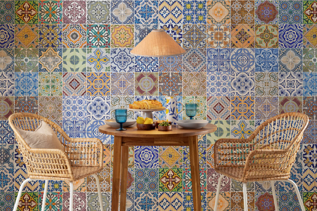 Patterned Tile Wallpaper Mural