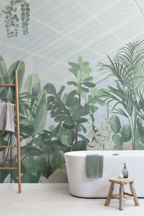 Akvarel botanisk drivhus Tapetmaleri