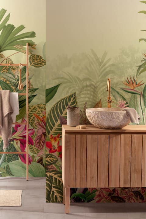 Vintage Tropical Botanics Green Wall Mural