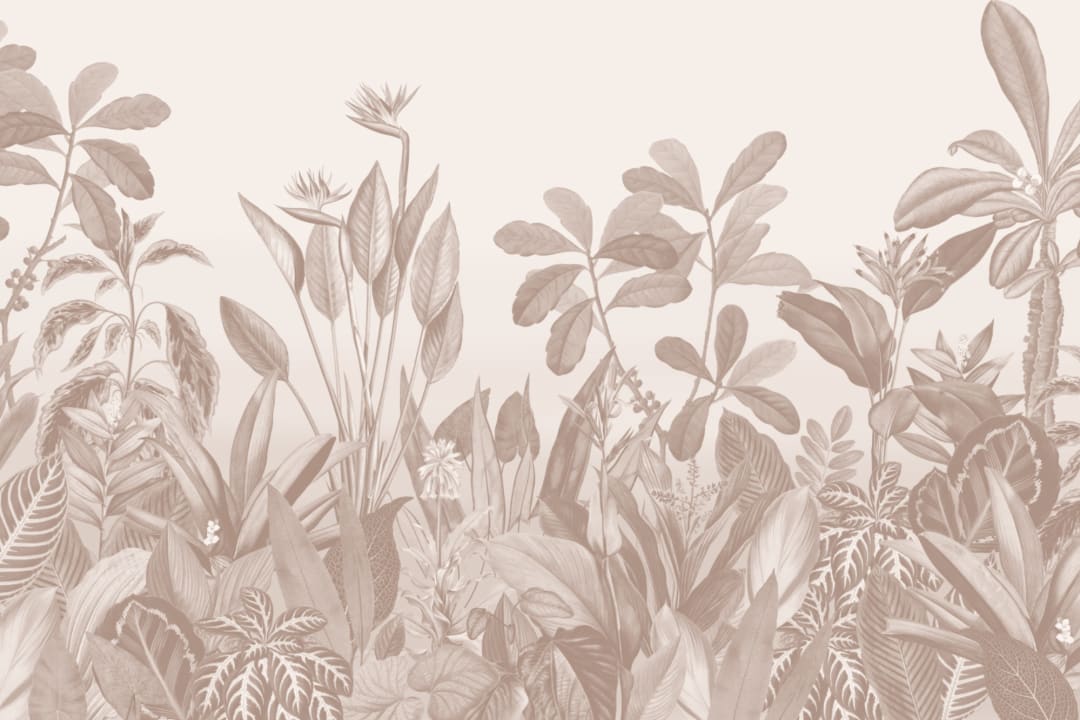 Tropical Oasis Vintage Botanical Jungle Illustration Mural-tapeter i beige
