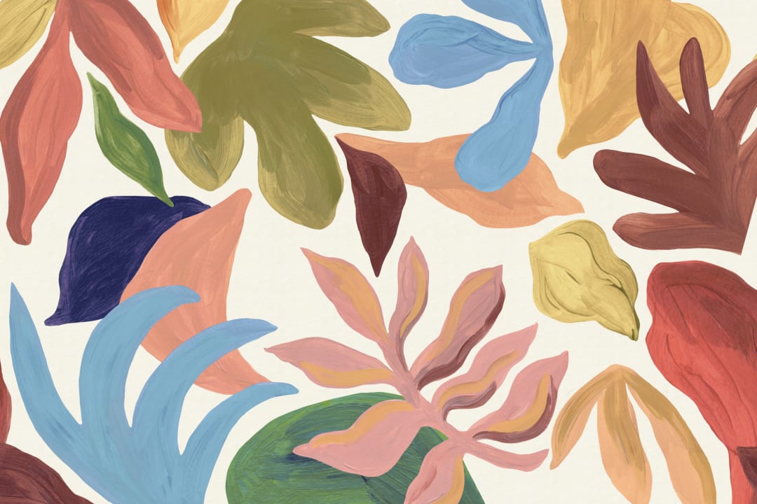 Multicolor Abstract Leafy Pastel Vibe Areca Mural