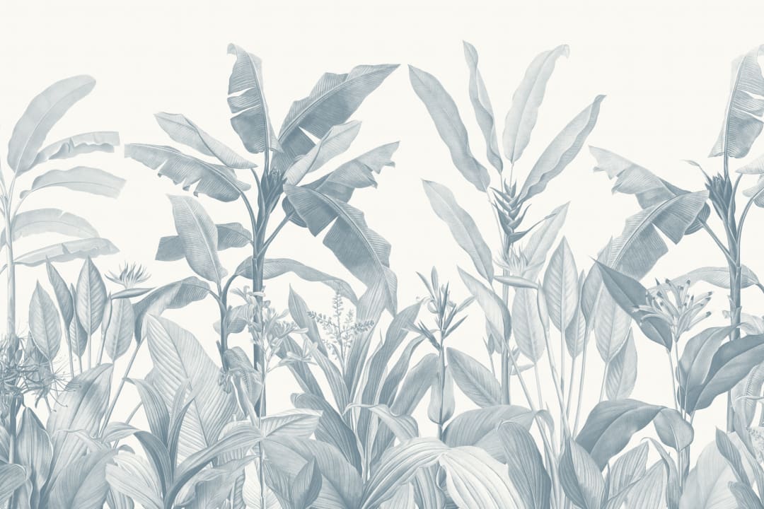 Blue Vintage Tropical Mural