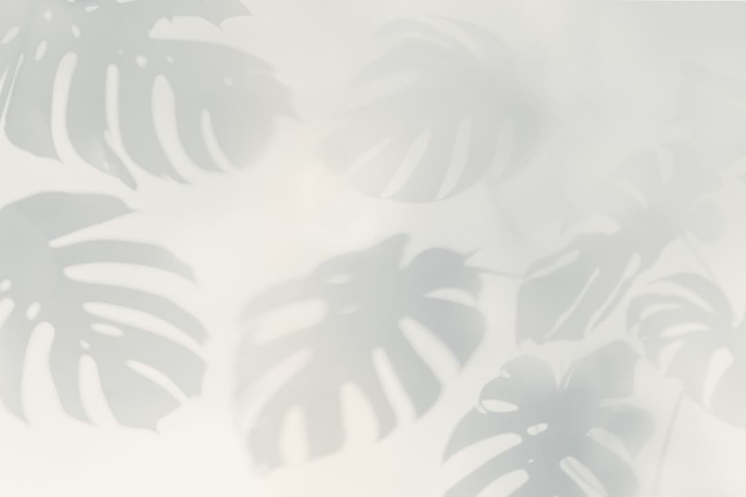 Blue Monstera Leaf Shadow Mural