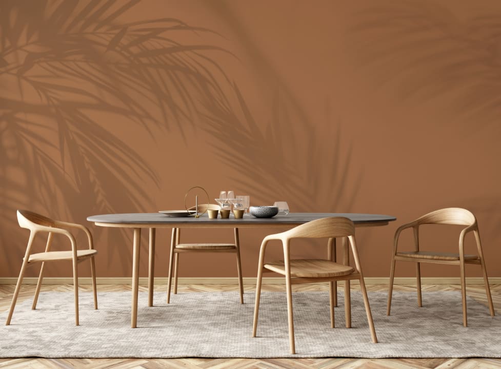 Terracotta Palm Leaf Shadow Mural