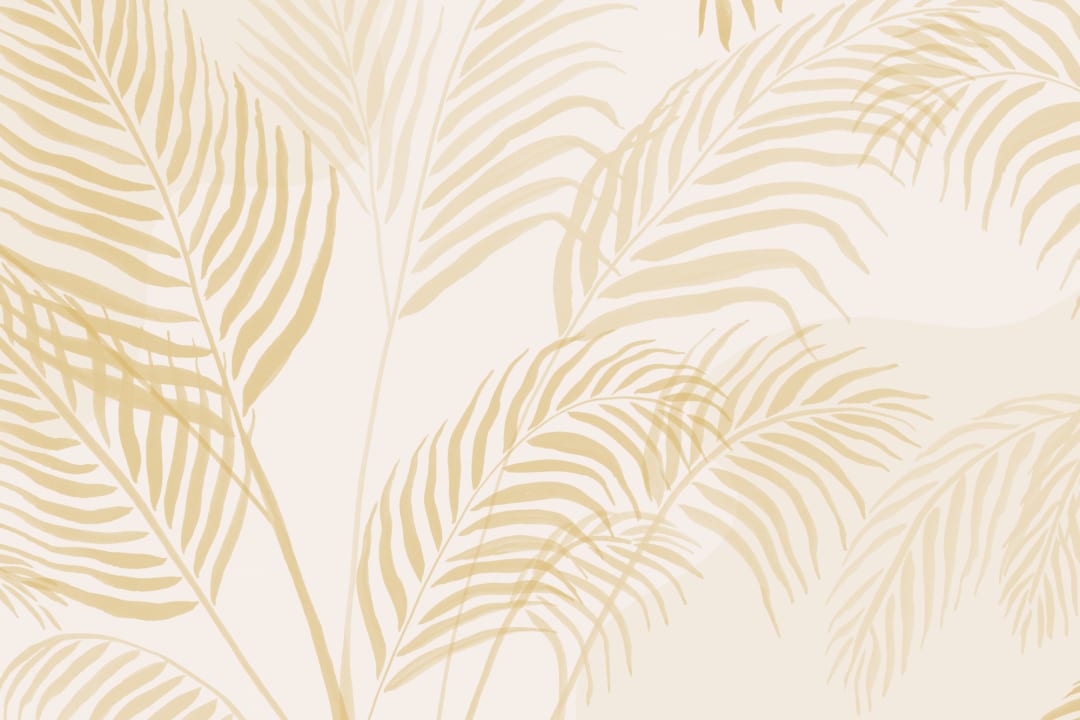 Mural de papel pintado con hojas de palmera amarillas