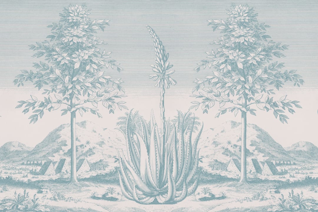 Blue Aloe Vera Botanical Mural